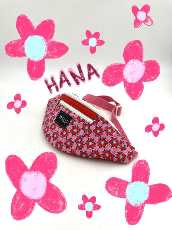 Sacoche banane enfant upcyclé mixte motifs fleurs - quart