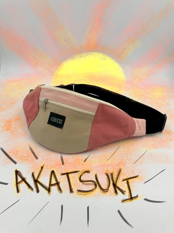 Sacoche banane upcyclé mixte aplats couleurs rose beige - quart