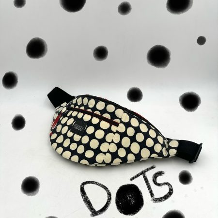 Sacoche banane upcyclé mixte motifs pois floral - quart