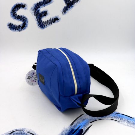 Sacoche rectangular upcyclé mixte uni bleu - quart