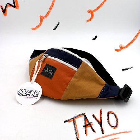 Sacoche banane upcyclé mixte aplats couleurs orange - quart