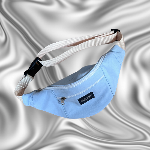 Sac Banane UMI Upcyclé Bleu Pastel & Sangle Beige